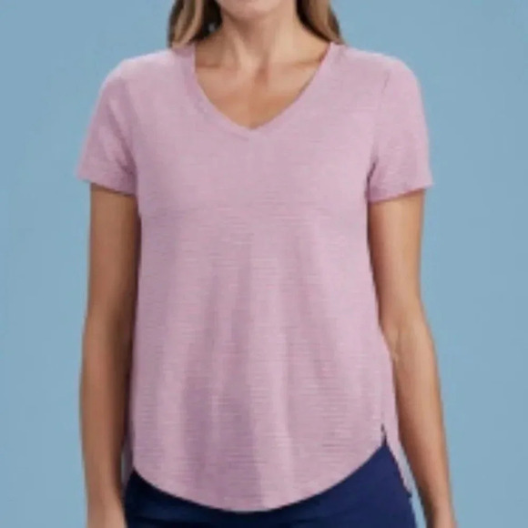 NWT Fresh Produce Pink and Grey Striped T-… - Picture 2 of 8